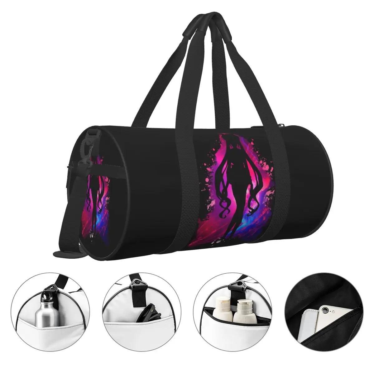 Galaxy Girl Anime Sporttasche Katze abstrakte tragbare Sporttaschen große Kapazität Reisetraining bedruckte Handtasche Fitnesstasche für Männer