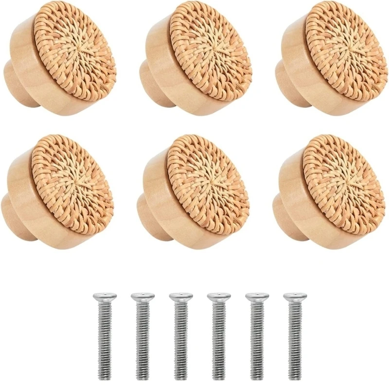12pcs Woven Rattan Handles Simple To Install Cabinet Pull Drawer Handles set for Dressers Adds Warmth To Any Room