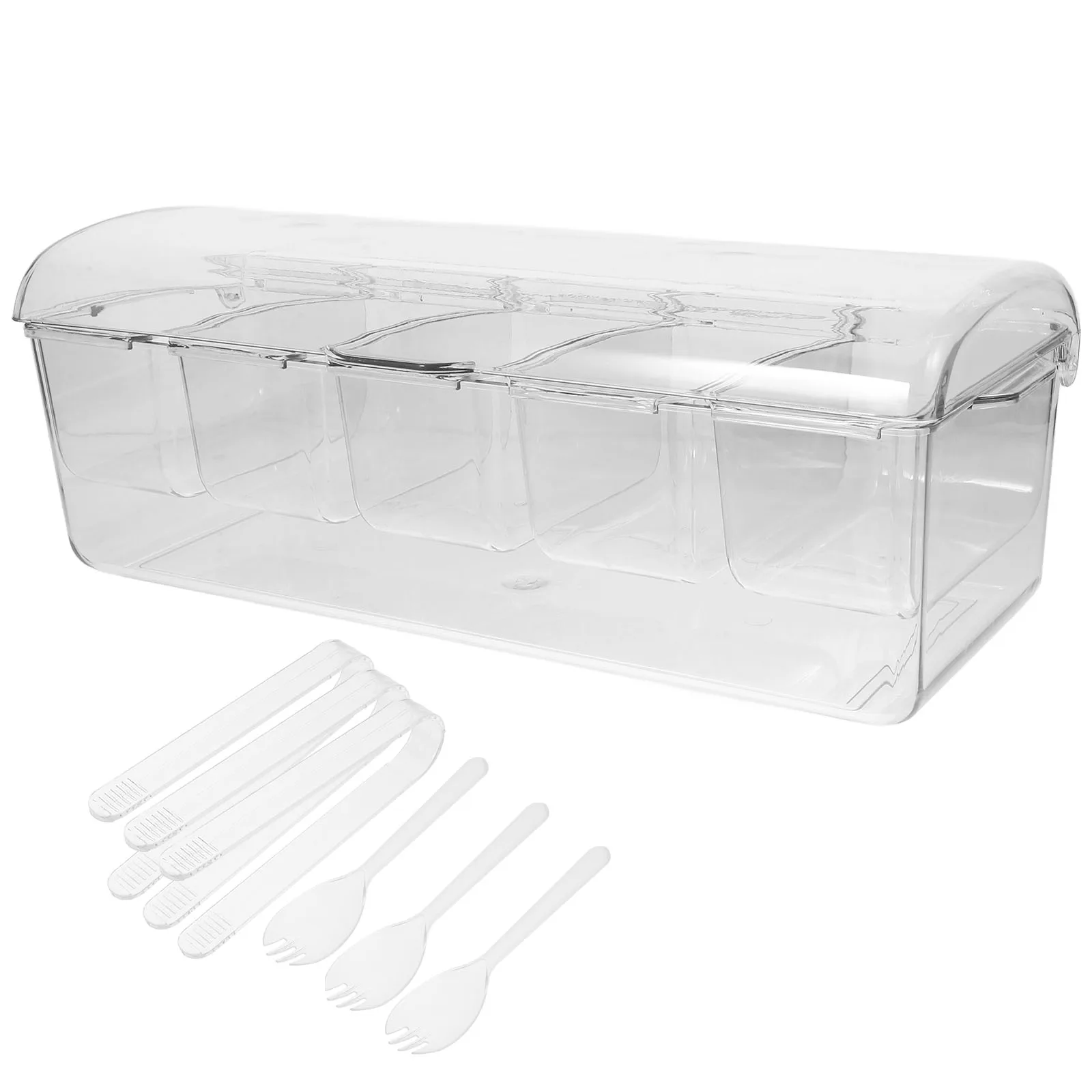 

1 set Salad Storage Box Iced Chilled Condiment Container Grid Compartments Portable Snack Containers for Picnic Party Kitchen