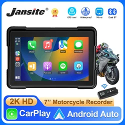 7'' 2K Motorcycle DVR Navigation Multimedia Player Wireless CarPlay Android Auto Dual Lens Recorder DVR IP67 Waterproof Display