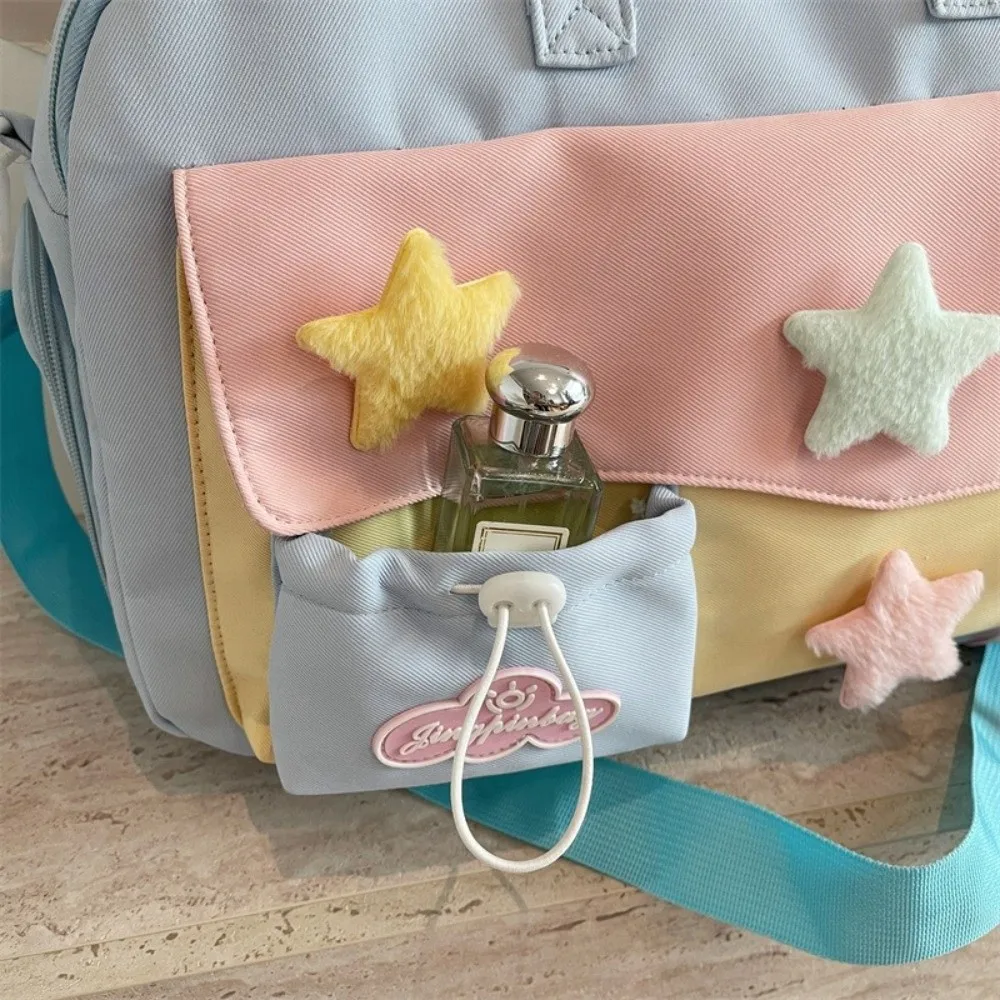 Large Capacity Macaron Color Travel Duffle Bag Portable Multi-pocket Crossbody Bag Star Polyester Gym Shoulder Bag Women