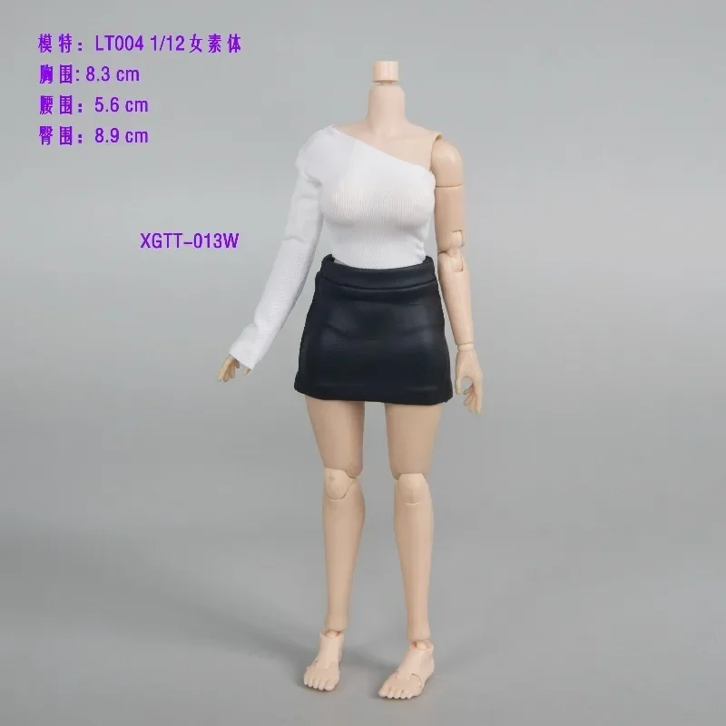 CHILI 1/12 Maßstab Damen Oberteil mit V-Ausschnitt, freiem Bauch, schrägen Schultern und langen Ärmeln, passend für 6'' Spielzeugfiguren, Romankey Body – Detail 5