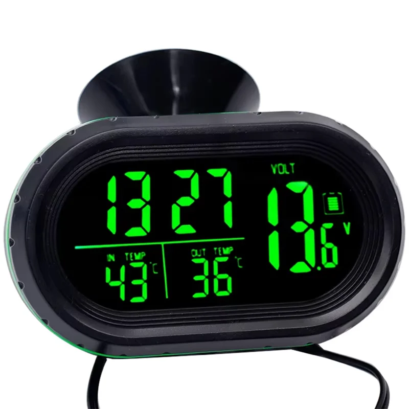 ABJI-termômetro digital para carro DC12V-24V monitor de tensão para carro relógio luminoso alerta de congelamento