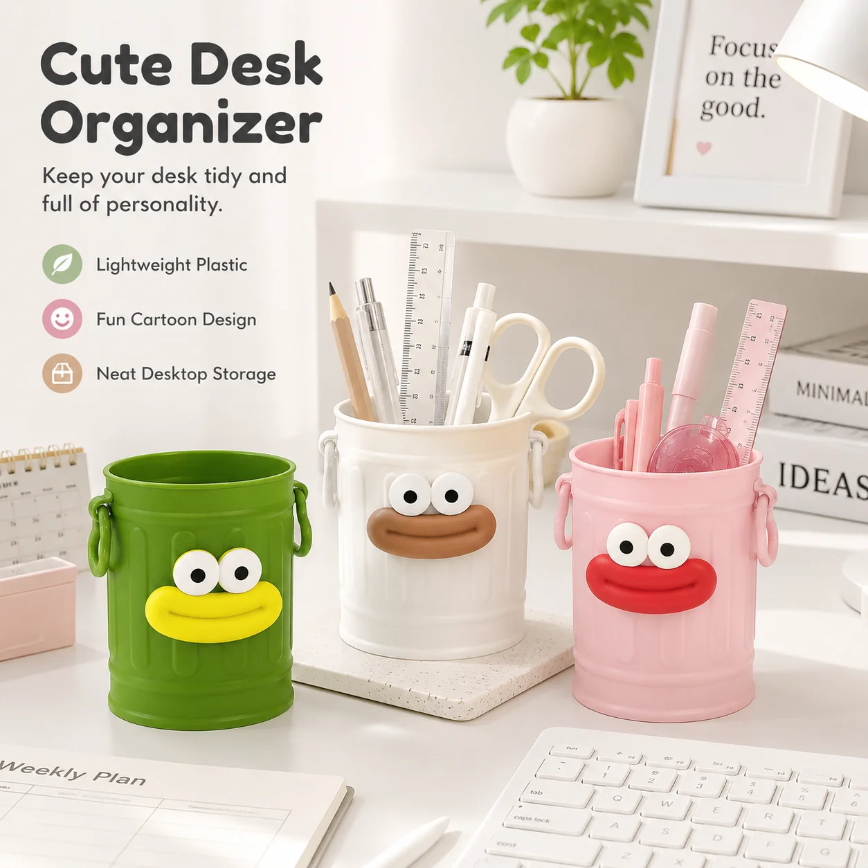 Imitation Iron Style Cute Pencil Holder Makeup Brush Organizer Plastic