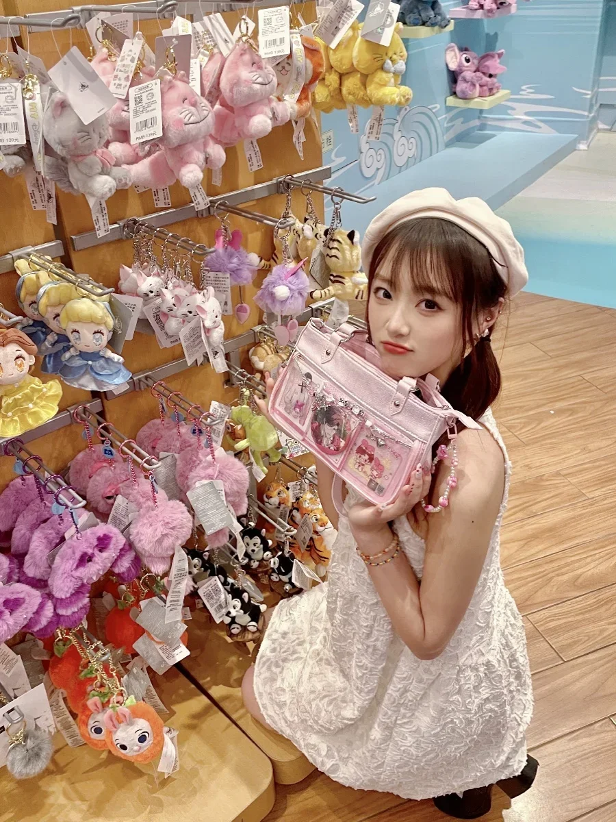 حقيبة كتف أصلية يابانية ثنائية الأبعاد ذات سعة صغيرة شفافة من Ita للتنقل اليومي على طراز الكلية حقيبة كتف من الساتان