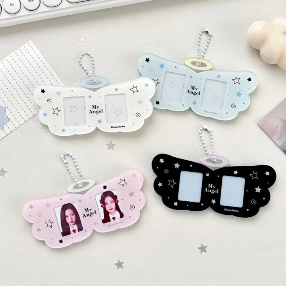 Cute Angel Wings Card Sleeve Pendant Clear DIY Design Card Cover Bag Pendant Photo Card Protector