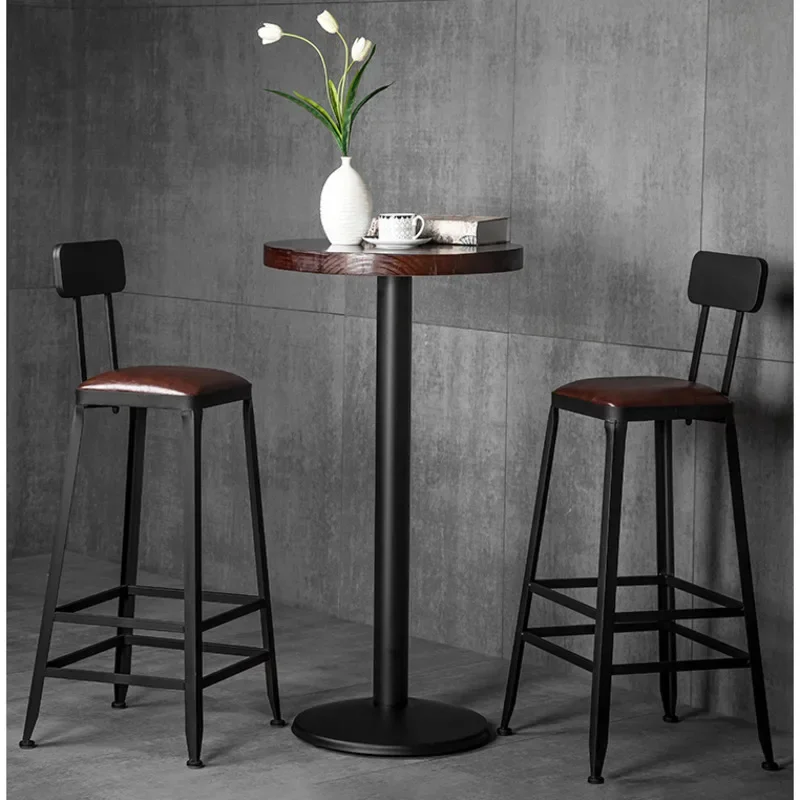 

Modern Minimalist Bar Chairs Iron High Stools Kitchen Comfortable Backrest Counter Seat Stable Load-bearing Restaurant Furniture