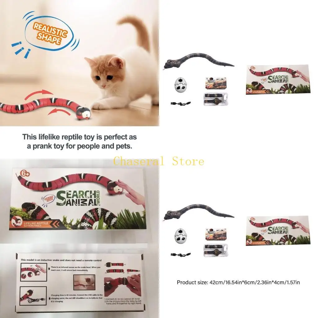 

E7CE Кошки Змея Игрушка Дистанционное Управление Тизер Змея Интерактивная Инфракрасная Игрушка Самостоятельная Игра