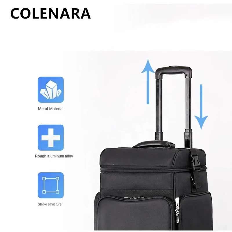 COLENARA Women's Cosmetic Case Beauty Manicure Tool Box Large Capacity Oxford Cloth Waterproof Cosmetic Bag Rolling Luggage