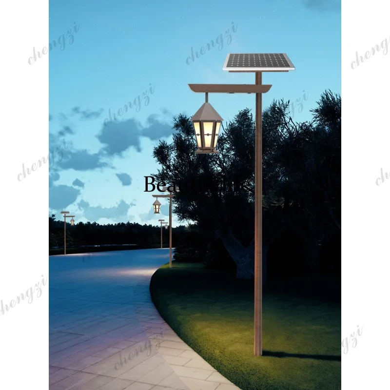 Solar retro high pole waterproof garden light outdoor outdoor landscape community garden park street light