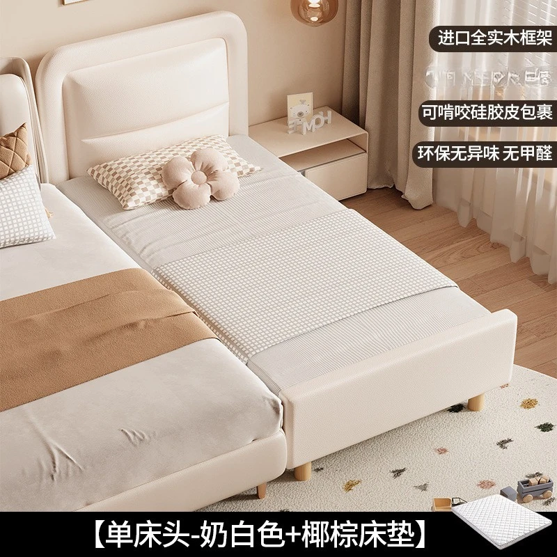 Letto di giunzione per bambini in legno massello Comodino ampio piccolo con guardrail Letto di giunzione per culla per ragazzi e ragazze