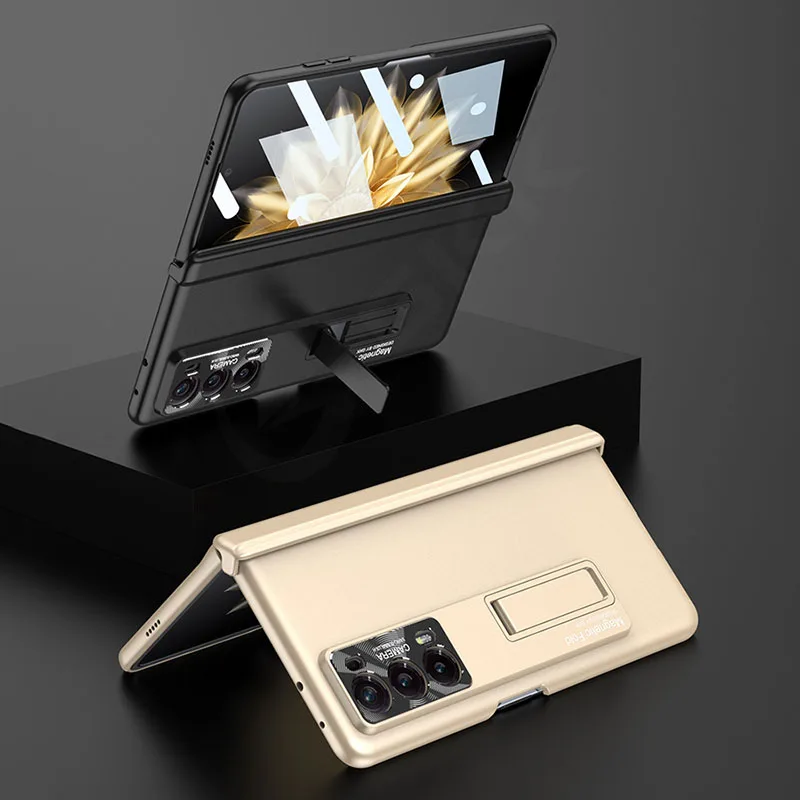 حافظة مفصلية مغناطيسية لهاتف Honor Magic V2 مضادة للخبط شاشة خارجية زجاجية حامل غطاء صلب غير لامع لهاتف Honor Magic V2