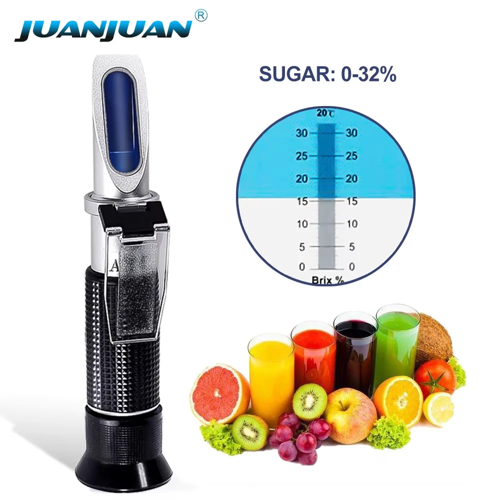 0~32% Brix Refractometer Handheld Sugar Refractometer ATC Fruit Vegetables Juice Beverages Sugar Content Refractometer