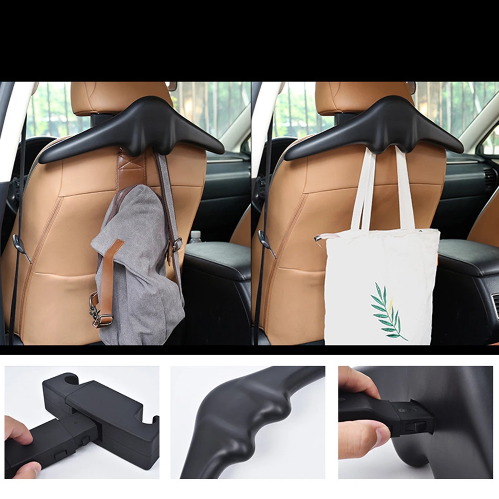 Car Coat Hangers Holder Back Seat Headrest Clothes Hanger Fit for Jacket Bags,Handle Hanging Hook Portable Travel Storage