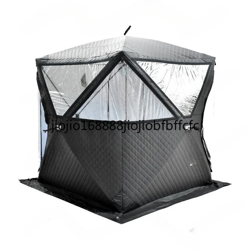 Four season multi person insulated sauna tent suitable for winter fishing - large windows, furnace tube jack