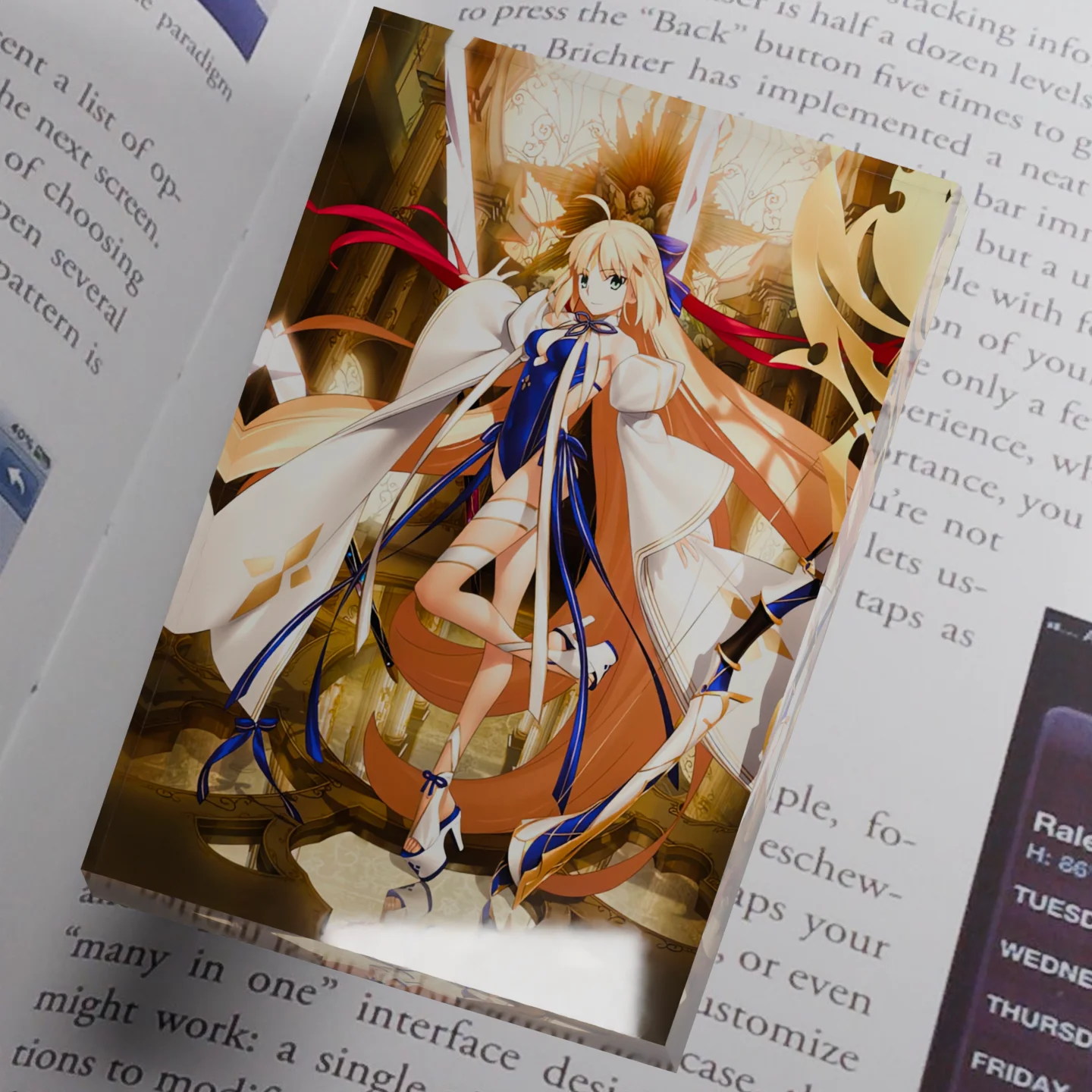 Fate Grand Order FGO Summer Castoria Artoria Caster Clear Acrylic Block Anime Goods Desktop Ornament Desk Decor Collection Gift