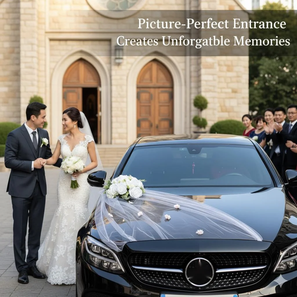 

Rose Tulle Veil Wedding Car Front Decoration Set Artificial Flower Pearl Design Elegant Bridal Car Decor Easy Install Wedding