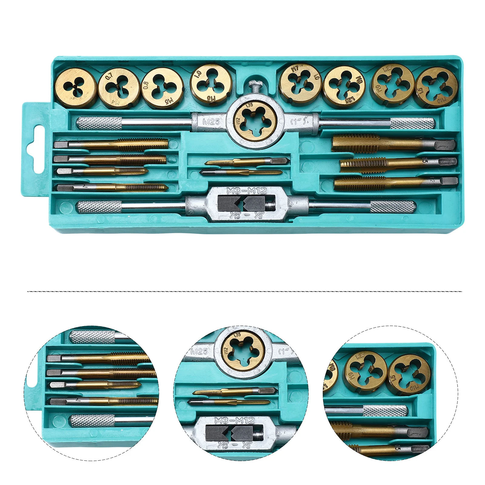 1Set Maschio Mettrico Die Set Strumento di Filettatura In Acciaio Funzionamento di Toccando A Mano Filettatura Bit Maniglia Scatola di Immagazzinaggio Filettatura Portatile Die