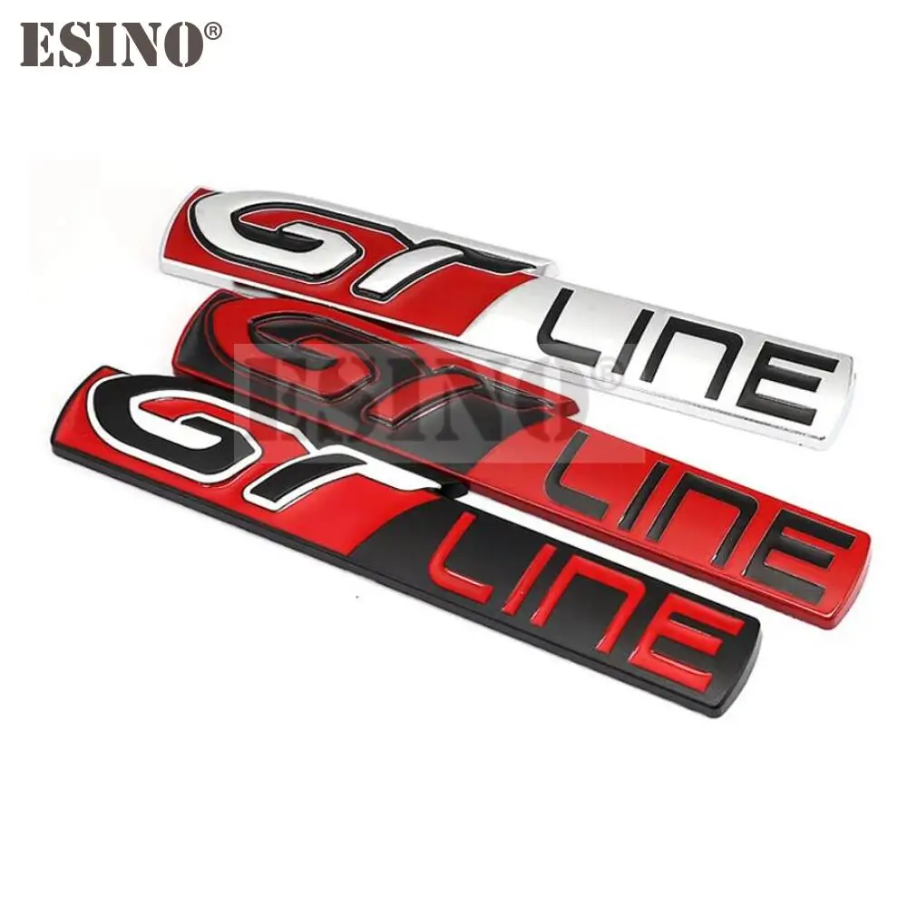 Car Styling GT Line 3D Metal Chrome Zinc Alloy Emblem Badge Body Fender Adhesive Emblem for Peugeot GT RCZ 308 508 3008 5008
