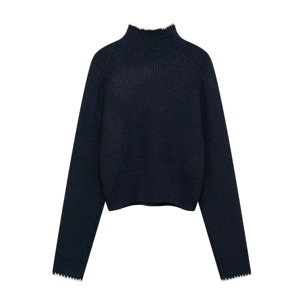 

European And American Fashion Bow Lace-Up Long Sleeve Pullover Sweater Women's Spring New Style A35809