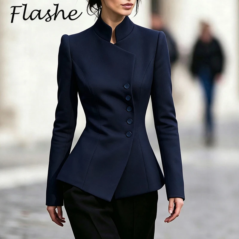Women's Formal Jacket 2026 Spring Autumn Slim Waist-Cinching Workplace Business Office Occasions Workwear for Ladies Blazers