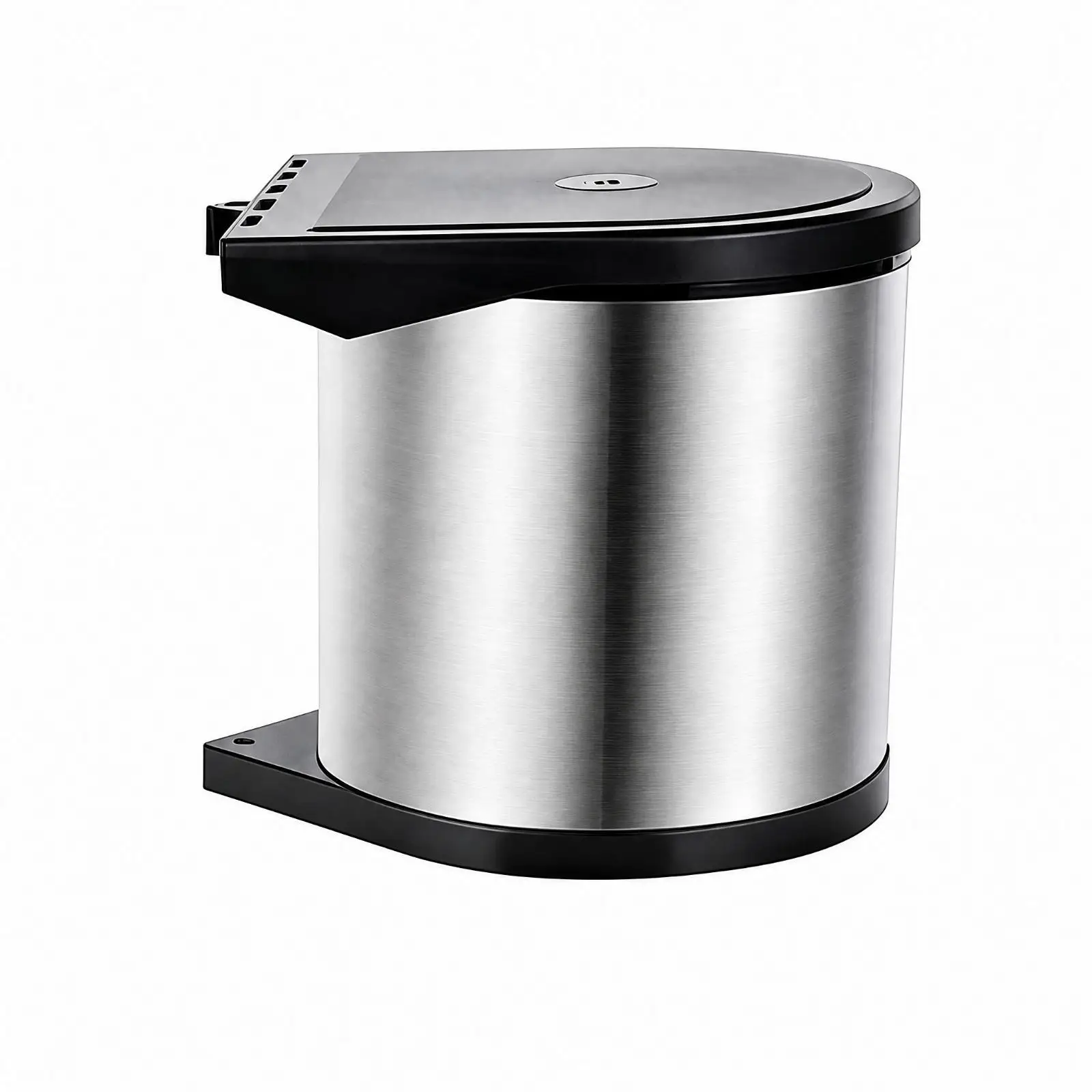 Under Sink Stainless Steel Kitchen Cabinet Trash Can 8L Pull Out Built in Waste Bin Compact