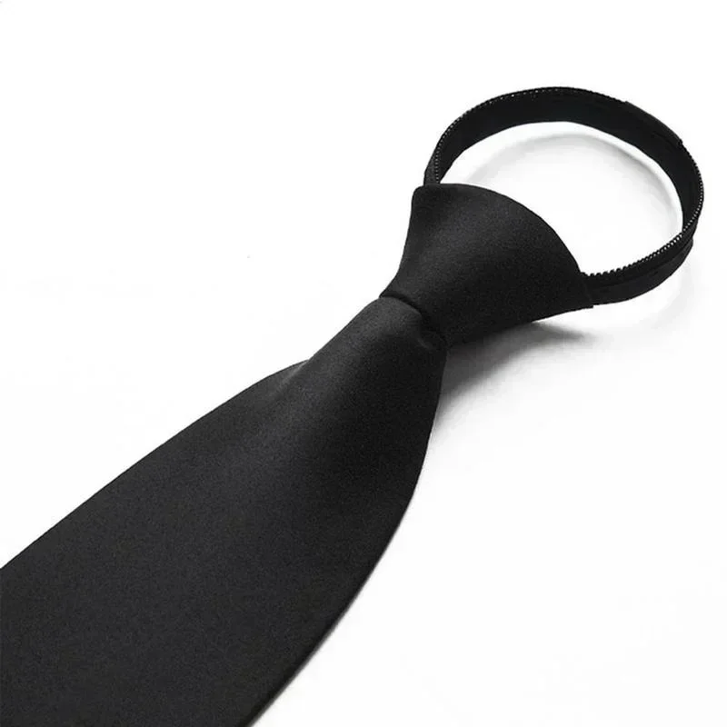 Students Fashion Black Simple Clip on Tie Security Tie Doorman Steward Matte Funeral Tie for Students Clothes Accessories