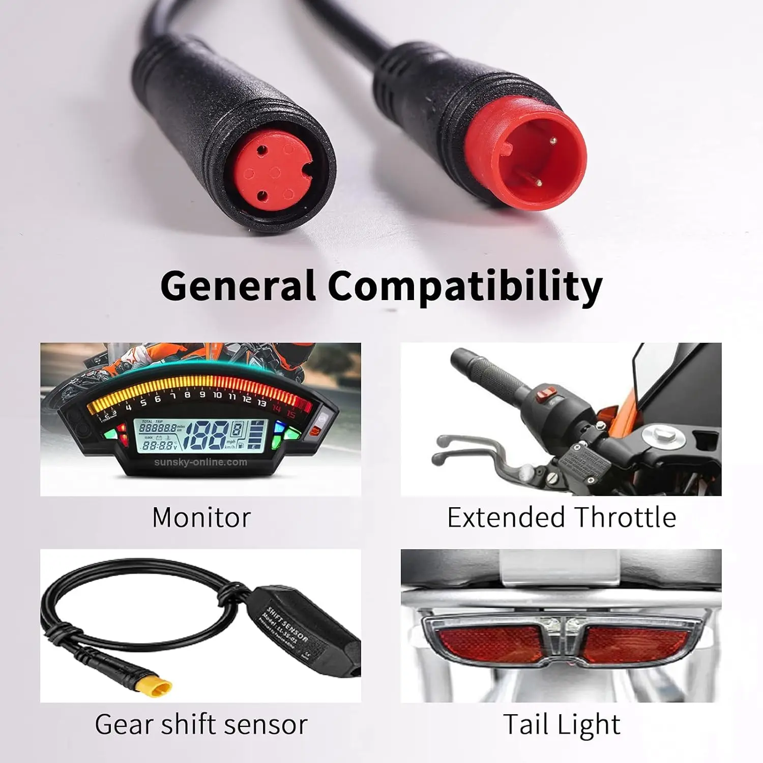 Sensor de cabo de extensão fêmea masculino para motor de bicicleta elétrica, acelerador de polegar, ebike 2 3 4 5 pinos, cabo conector de conversão