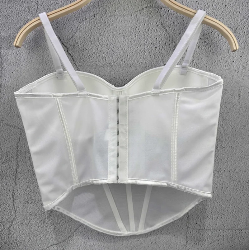 Chi naya-Soutien-gorge sexy pour femmes, bustier avec biscuits, longueur moyenne, corset en gaze confortable, été