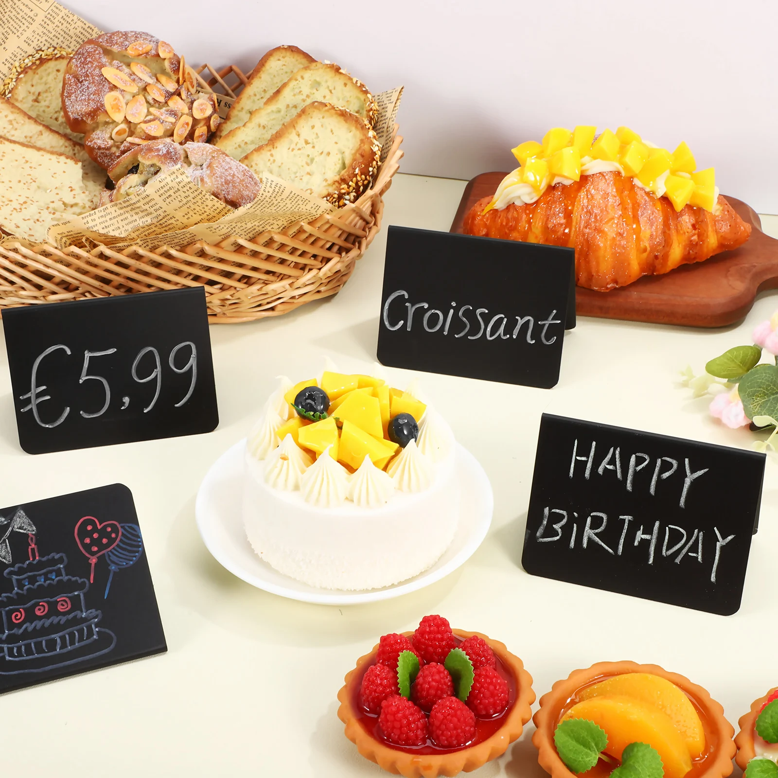 

40 pcs Mini Chalkboard Signs Buffet Food Tags Table Place Cards Small Blackboard Display Holders Catering Supplies Wedding Party