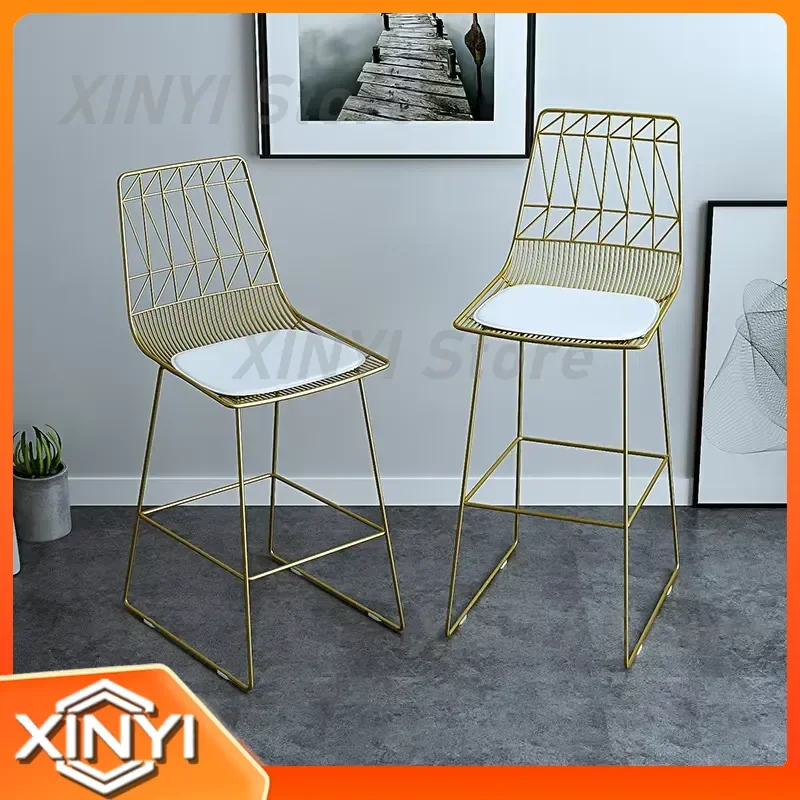for Nordic Back Chair for Modern Simple Wrought Iron Gold Bar High Stool for Internet Celebrity Bar Stool for Home Bar