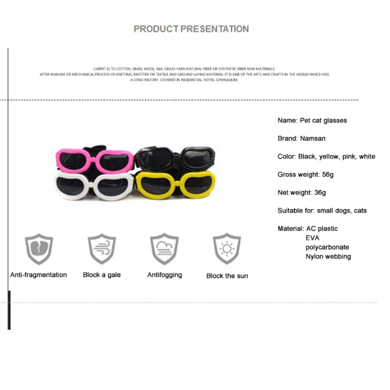 Fashion Foldable Pet Dog Sunglasses New Pink Waterproof UV Protection Goggles Adjustable Strap Outdoor Cycling Dogs Accessories