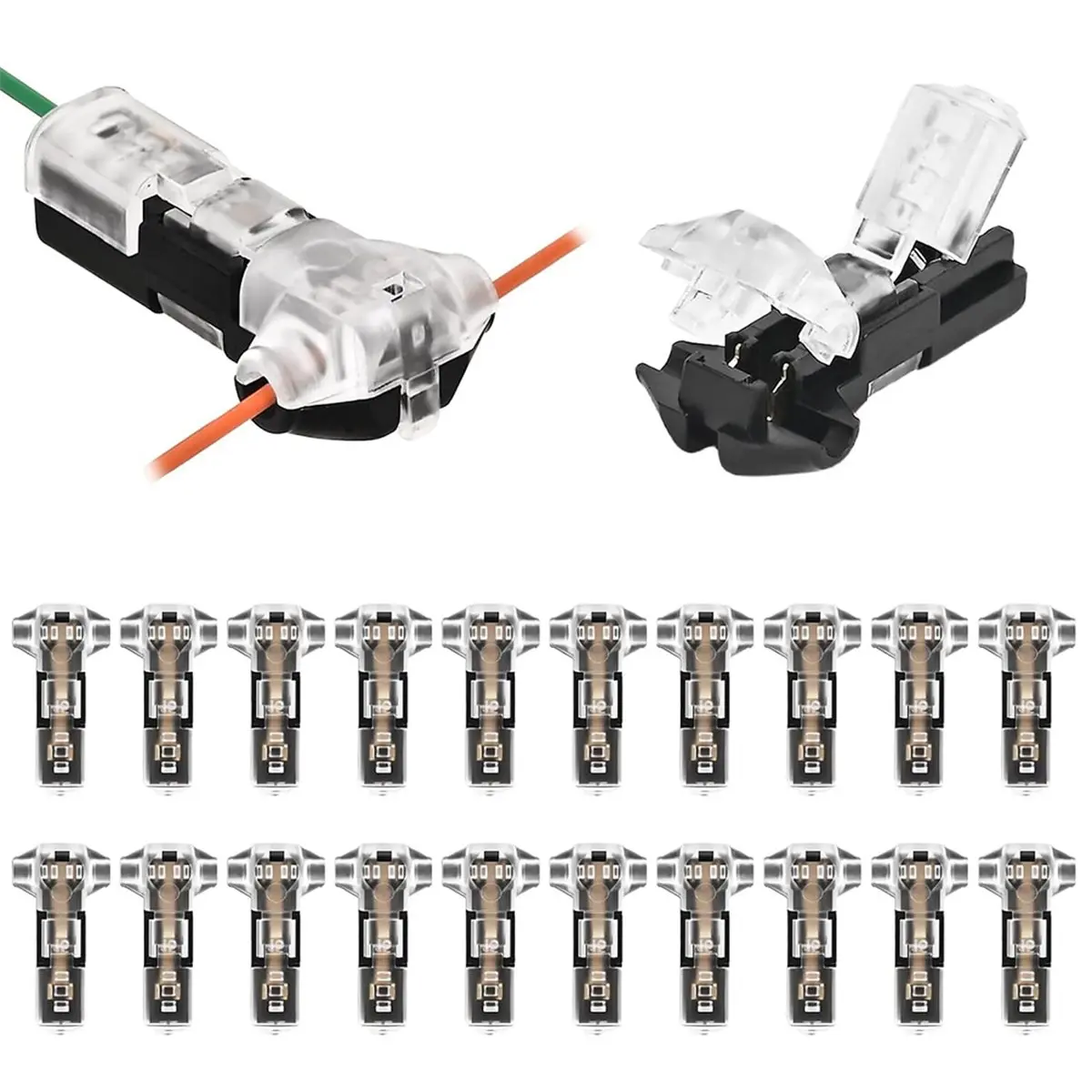20pcs T Tap Wire Connectors3-Way 1-Pin Quick Splice for 22-20 AWG, Automotive & LED Applications