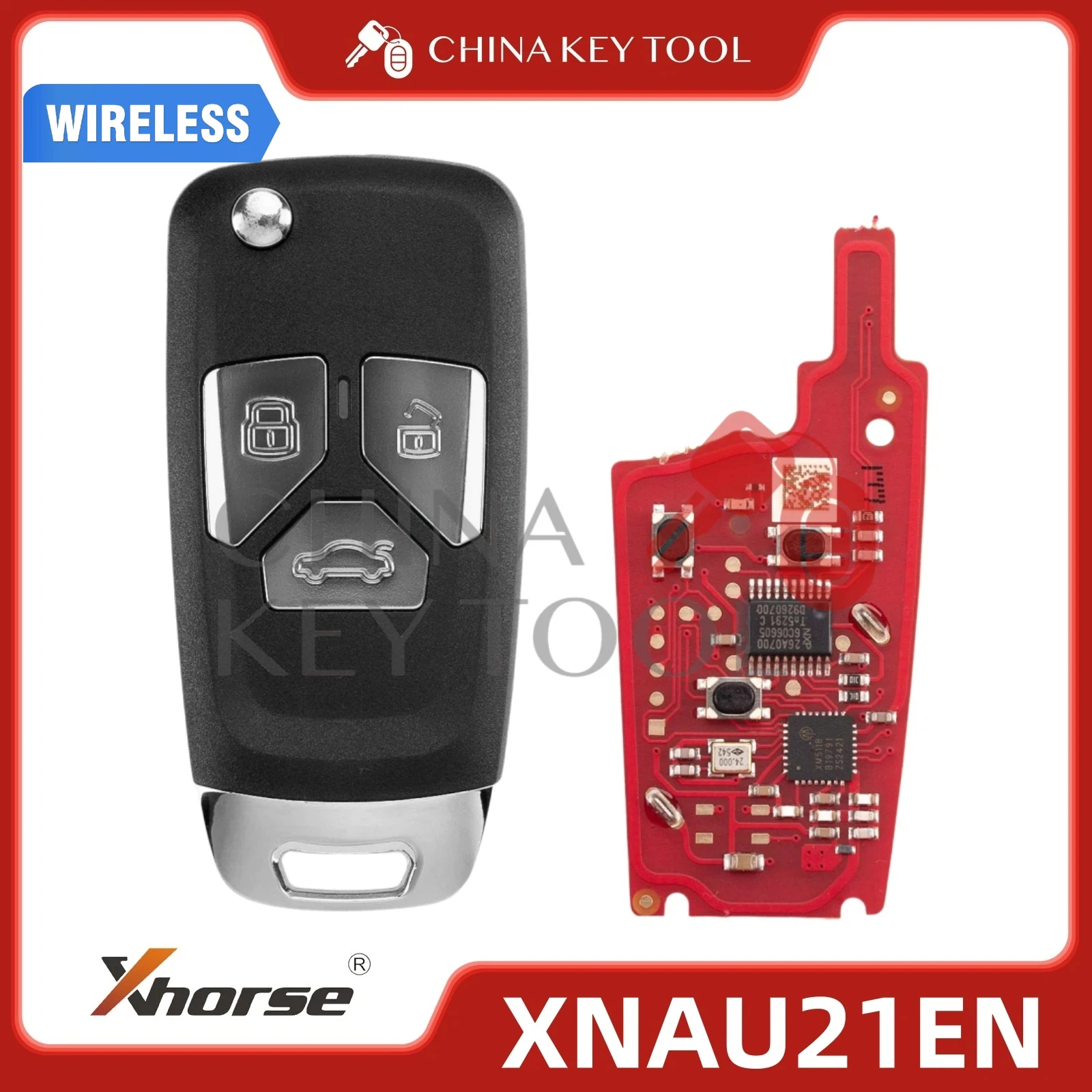 Original Xhorse VVDI XNAU21EN Universal Remote 2nd Gen 3 Buttons for Mini Key Tool / Key Tool Max