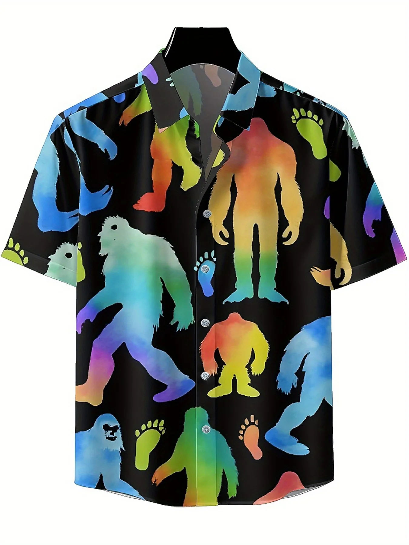 Men's Plus Size Hawaiian Shirts Mysterious Creature Camouflage Pattern,New in Summer Fashion Tops,Hip Hop Rock Streetwear