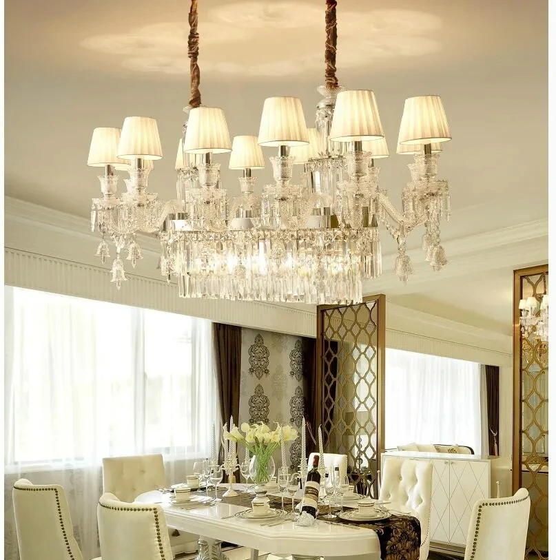 

Современная хрустальная люстра, прозрачные подвесные светильники в европейском стиле, стеклянные люстры для гостиной, столовой, ресторана.