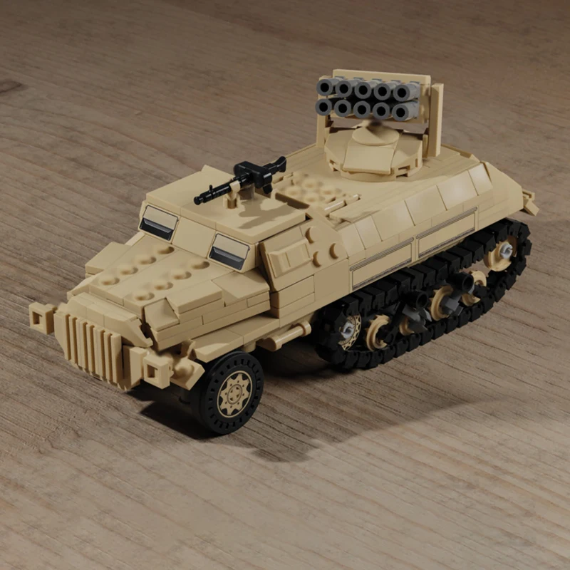 Half-Tracked Launcher Model MOC Building Bricks War Equipment Modular Technology Gifts Holiday Assemble Children Toys Suit