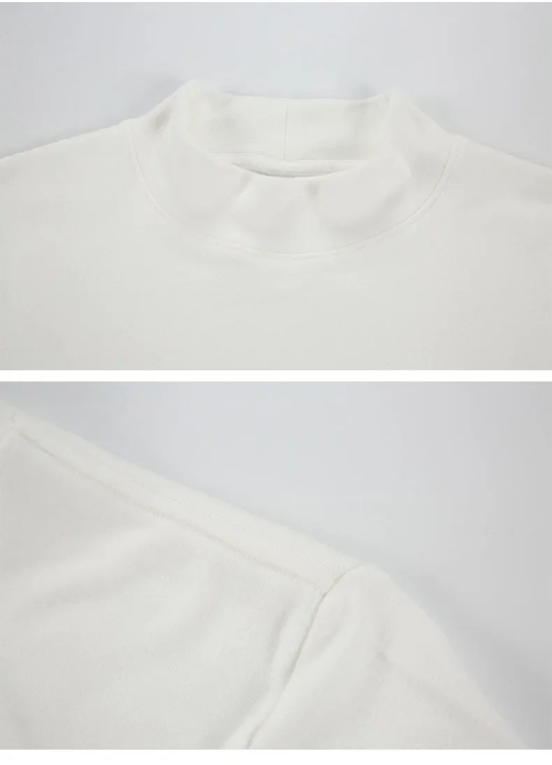 Neues Herren-T-Shirt für Herbst und Winter, lässig, locker geschnitten, langärmelig, einfarbig, aus einem Materialmix, mit hohem Rundhalsausschnitt, schmal geschnitten, Oberteil, T-Shirt. – Detail 5