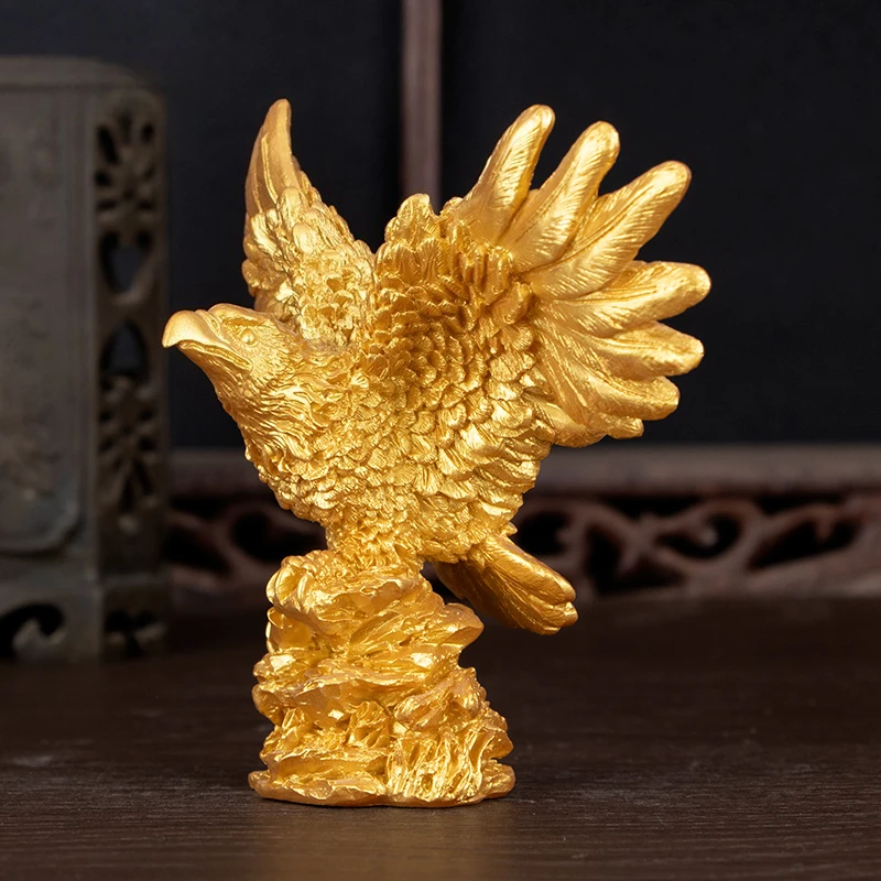 樹脂製ゴールデンイーグルの置物、家の守護と富の引き寄せ、オフ - Home Decor Resin のレビューと価格