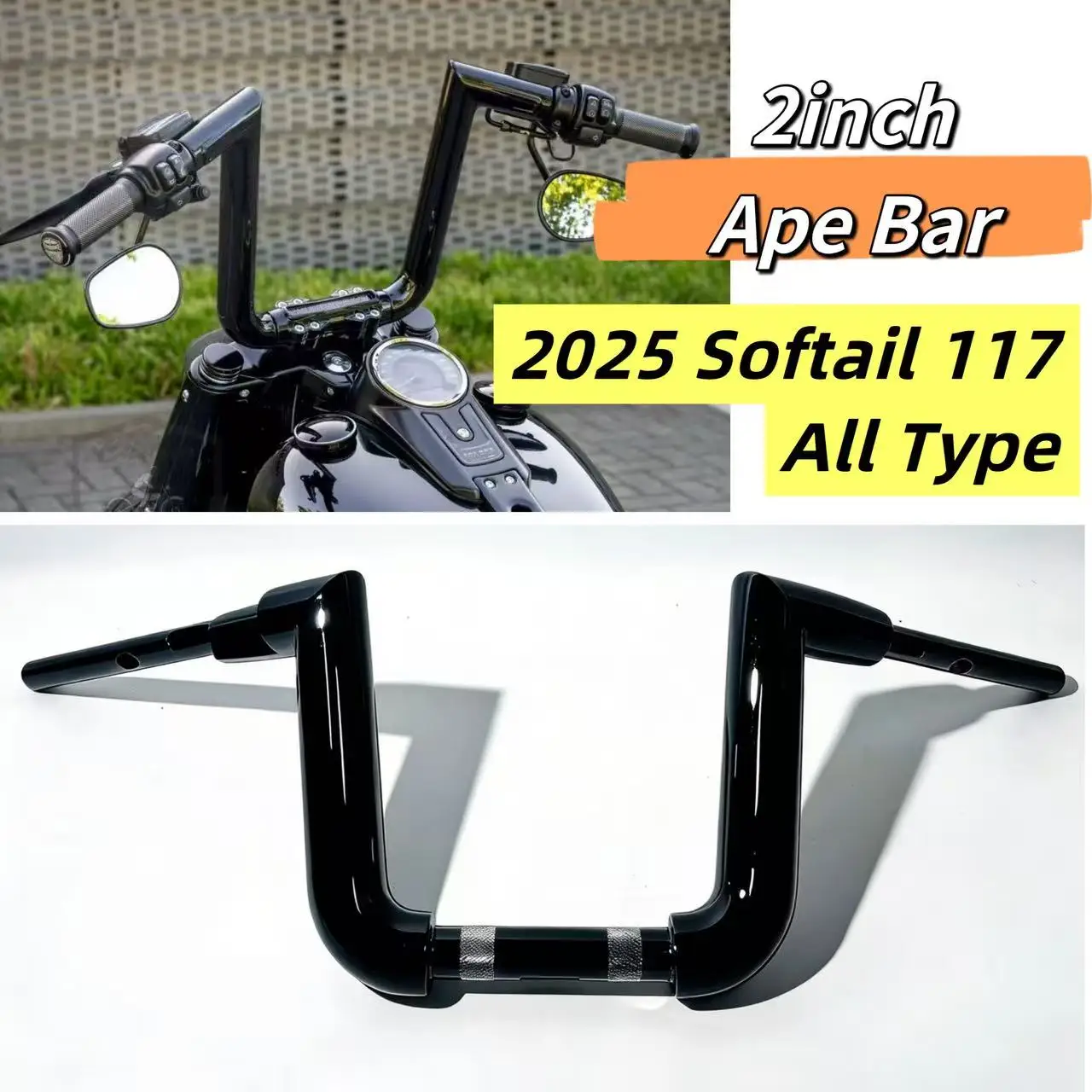 

2025 Harley Softail 117 2’‘ APE Hanger Bar For Street Bob Low Rider S ST Fat Boy Breakout Road King Deluxe Heritage Handlebar