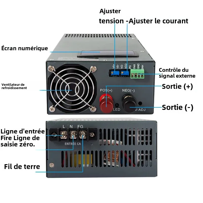 Affichage d\'alimentation à découpage, 1000W, 1500W, 2000W, 0-12V15V 24V 36V 48V 60V 72V 80V 90V 100V 110V 220V 300V AC DC