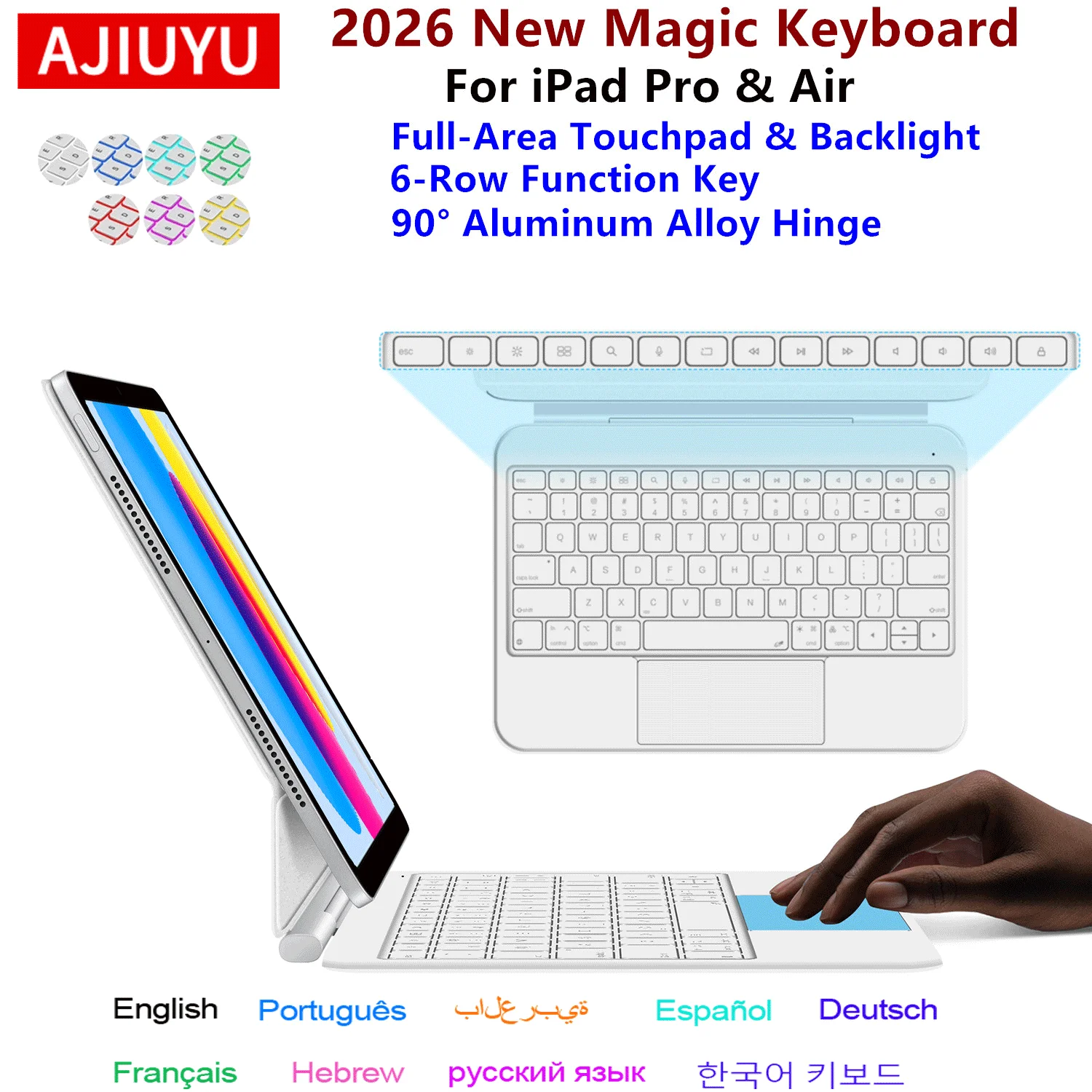 Flat Shaft Magic Keyboard Case For iPad Pro 11 12.9 13 Air 11 13 Inch M5 M4 M3 Funda for iPad Air 4 5 6 7 8 11 10 th Smart Cover