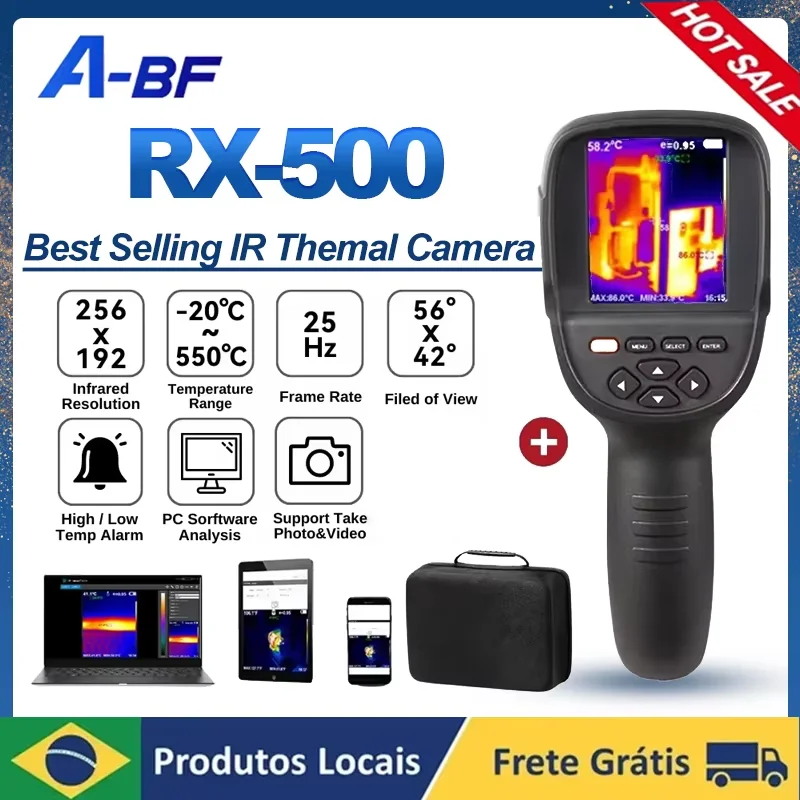 A-BF RX-500 Thermal Imager for Water Pipe Leak PCB Test Circuit Floor Heat Pipe Detect 256*192 Handheld Thermometer