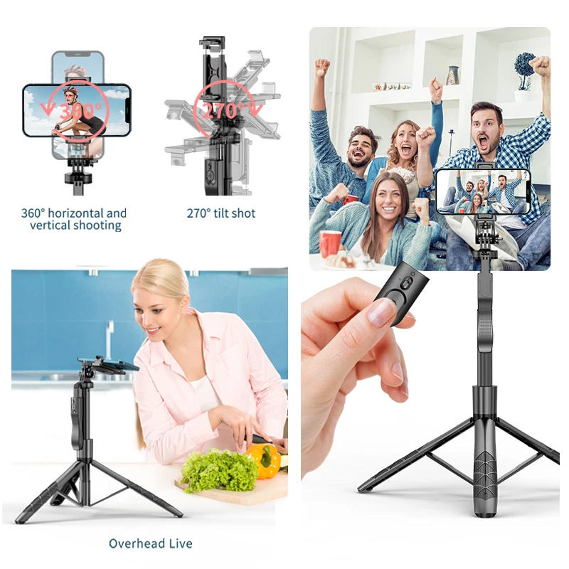 L16 1530mm Bezprzewodowy statyw do selfie Składany monopod do kamer sportowych Gopro Smartfony Równowaga Stabilne fotografowanie na żywo