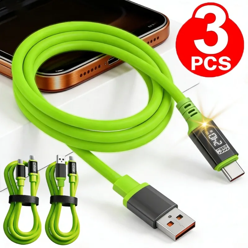 3Pcs 240W USB C To C Data Cable PD Fast Charging Charger Line for iPhone 16 17 for Samsung  Phone 1.5m Type C Cord