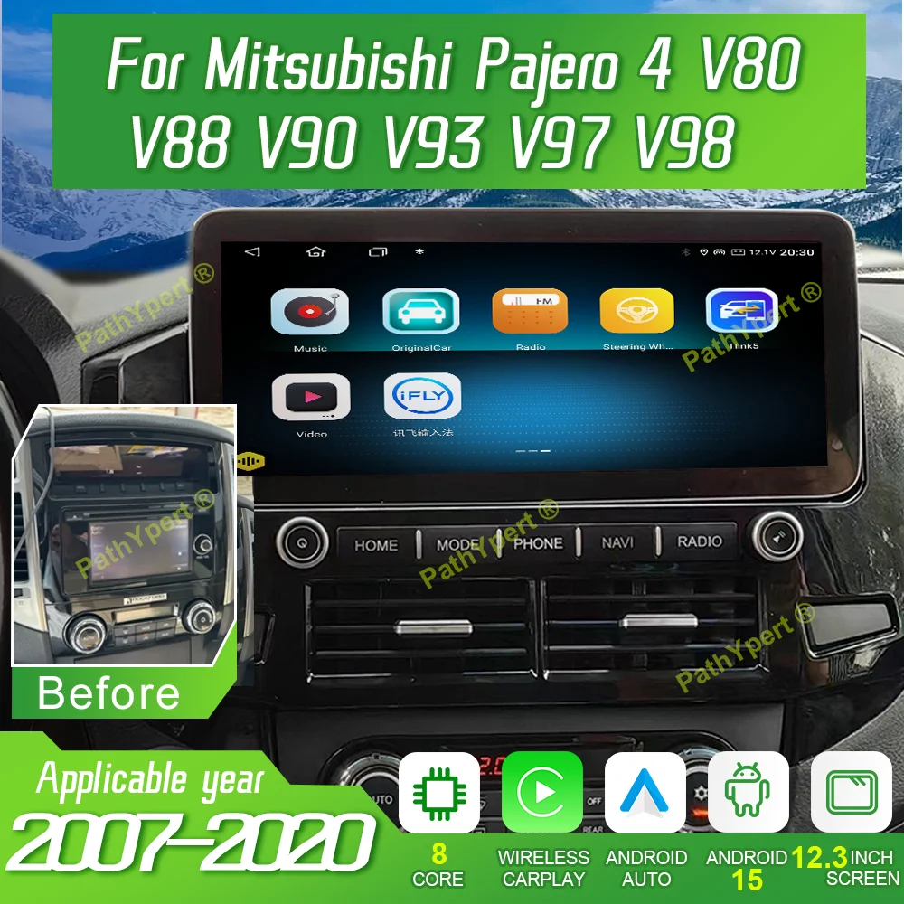 

12.3''Android15 For Mitsubishi Pajero 4 V80 V88 V90 V93 V97 V98 2007-2020 Intelligent Systems 2Din Car Radio Wireless Carplay BT