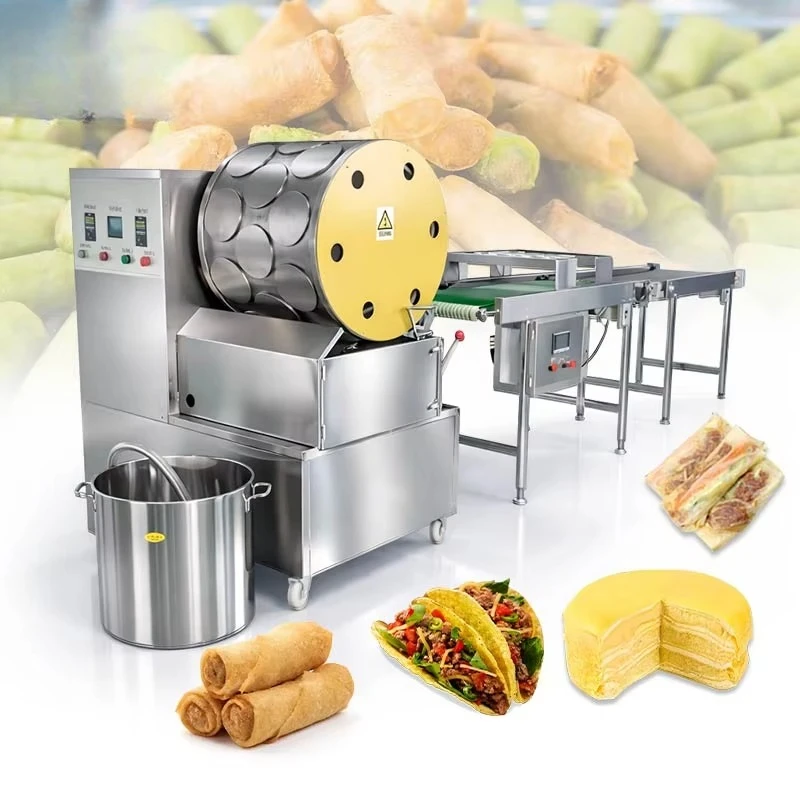 Chapati Rolling Lumpia Wrapper Bake Continuous Make Maker Ethiopia Injera Grill Full Automatic Spring Roll Machine Customized