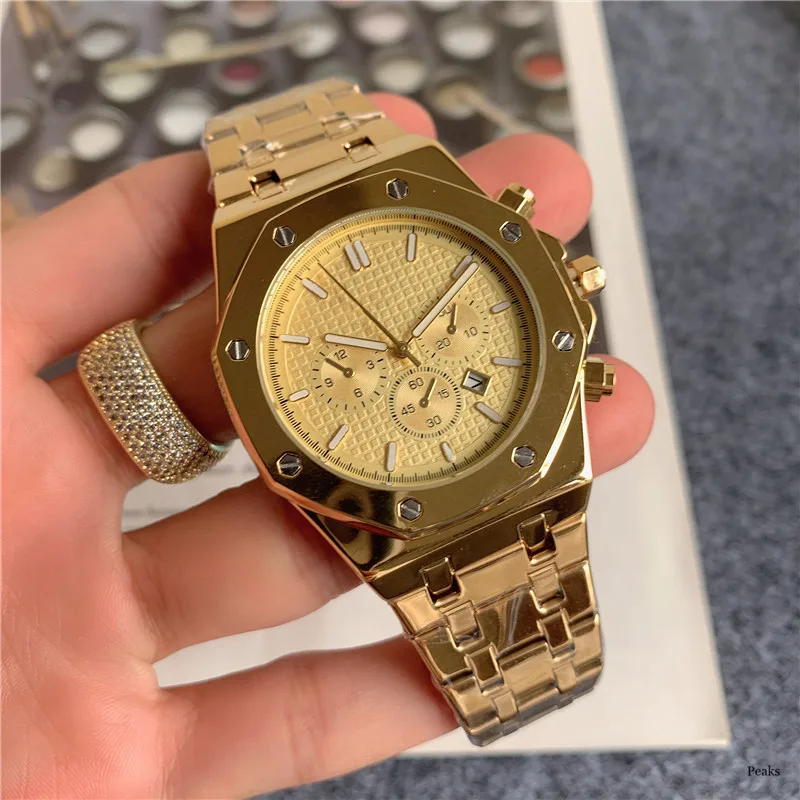 

2025 AP Royal Oak Мужские роскошные деловые часы из нержавеющей стали с сапфировым стеклом Автоматический механизм Водонепроницаемый хронограф Дата