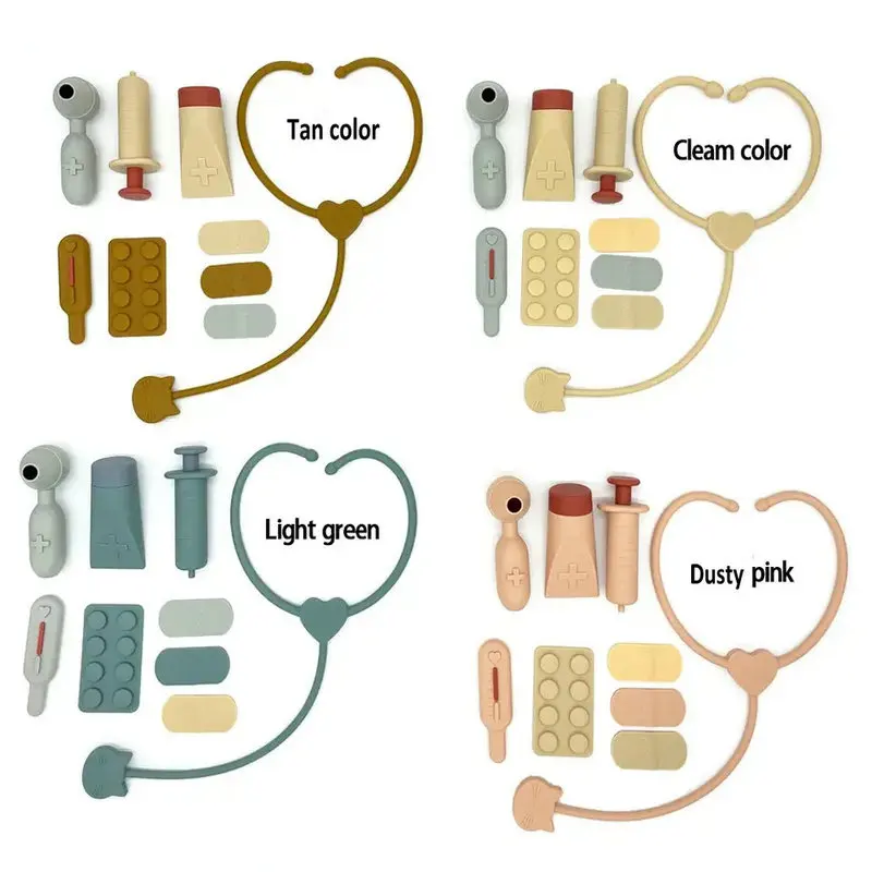 Silicone Pretend Doctor e Nurse Play Set, Food Grade, Kit Médico para o Bebê, Criança, Educação Infantil, Brinquedos de Aprendizagem