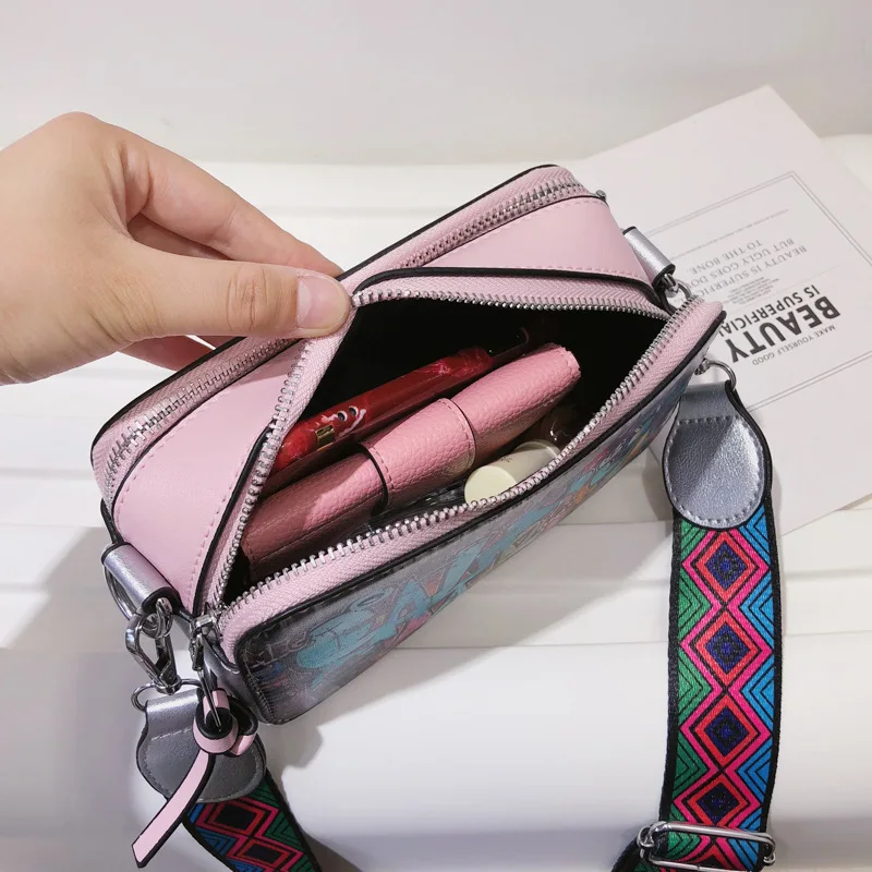 Urban Graffiti Art Sling Bag Trendy PU Crossbody Bag with Adjustable Strap for Daily Casual Use for Women